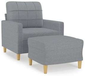 világosszürke szövet kanapéfotel lábtartóval 60 cm