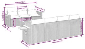 8 részes bézs polyrattan kerti ülőgarnitúra párnával