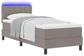 Box Spring Ágy Matraccal és LED Taupe 80x200 cm Szövet