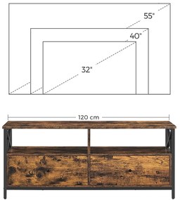 TV-szekrény 2 fiókkal 120 x 50 x 40 cm rusztikus barna