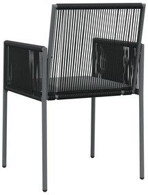 4 db fekete polyrattan kerti szék párnával 54x60,5x83,5 cm