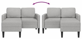 felhőszürke anyagból 2 üléses kanapé L-alakú kanapéval 125 cm