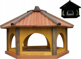 Nagy méretű fa madáretető kertbe K60_S XXL színes tik napelemes Led Pl