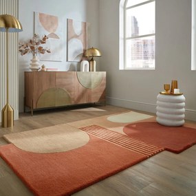 Terrakotta színű kézi szövésű gyapjú szőnyeg 200x290 cm Lozenge Terracotta – Flair Rugs