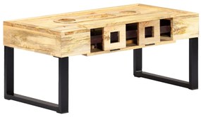 Magnókazetta formájú tömör mangófa dohányzóasztal 100x52x45 cm