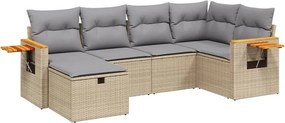 vidaXL 6 részes vegyes bézs polyrattan kerti ülőgarnitúra párnákkal