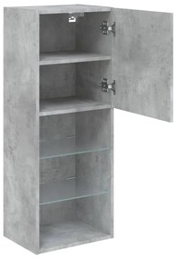 betonszürke TV-szekrény LED lámpákkal 40,5 x 30 x 102 cm