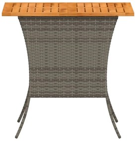 szürke polyrattan akácfa lapos kerti asztal 105x75x72 cm