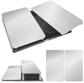 Edzett üveg tűzhely fedőlap szett 2 db-os 30x52 cm Universal Silver – Wenko