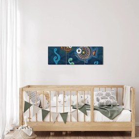 Kép - festett hal (órával) (90x30 cm)
