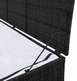 fekete polyrattan kerti tárolóláda 150 x 50 x 60 cm