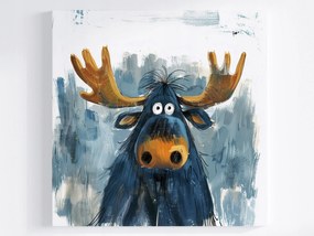 Poszter Portré Vicces Kék Jávorszarvas Rénszarvas Felszarvazott 80x80