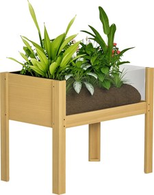 Outsunny Fa Magasított Kertágy Akvára Panelek Felemelkedett Ültető Szerkezet Virágok és Zöldségek Nevelésére Kertben vagy Teraszon 75x46x60,5 cm Termé