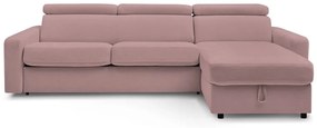 Rózsaszín kinyitható sarokkanapé (variálható) Monaco – Bobochic Paris