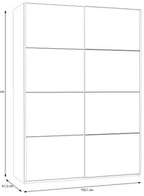 KARO gardróbszekrény tükörrel, 150x210 cm, fehér