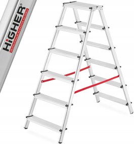 Háztartási létra alumínium kétoldalas összecsukható lépcső Higher 2x6 125kg