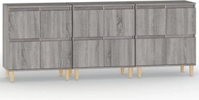 vidaXL 3 db szürke sonoma színű szerelt fa tálalószekrény 60x35x70 cm