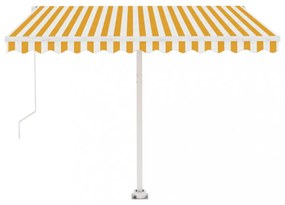sárga-fehér kézzel kihúzható póznás napellenző 300 x 250 cm