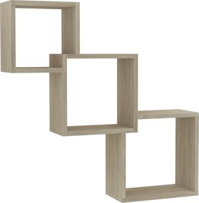 vidaXL sonoma színű kocka alakú szerelt fa fali polcok 68x15x68 cm