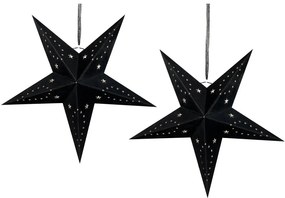 Fekete Bársonyborítású LED-es Papírcsillag Kétdarabos Szettben 60 cm MOTTI Beliani