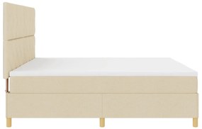 Boxspring ágy matraccal és LED-del, krém szövet, 200x200 cm