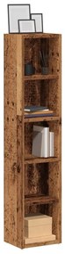 2 db antik fa színű szerelt fa CD-tartó szekrény 21x16x93,5 cm