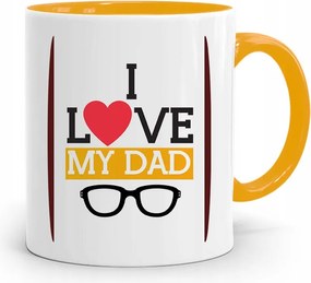 Sárga Apák Napi Bögre Apáknak I Love My Dad fényképes nyomtatással