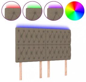 tópszínű szövet LED-es fejtámla 144x7x118/128 cm