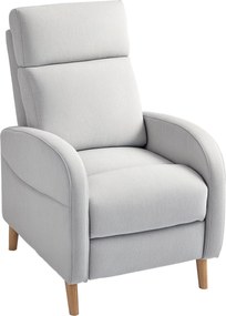 HOMCOM Kézi Dönthető Pihenő Fotel Szintetikus Vászon Kárpitozással, Lábpihentetővel és Oldalzsebbel, 120 kg Teherbírású Dönthető Fotel Hálószobába, Ir