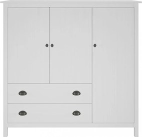 Hill range fehér 3 ajtós tömör fenyő ruhásszekrény 142x45x137cm