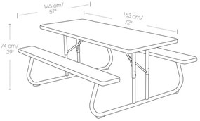 asztal és sörpad összecsukható 183 cm LIFETIME 60112 LG1184