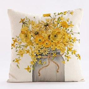 Len párnahuzat BLOSSURA 45x45 cm, krém színű