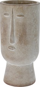 Virágcserép Moai arccal bézs, magasság 45 cm, nyugodt arc
