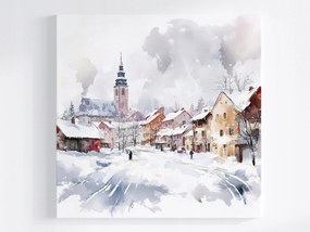 Vászonkép Canvas Lengyelország Város Bérházak Utca Templom Tél 80x80