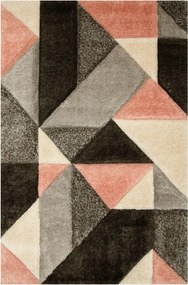 Shaggy Szőnyeg Szürke Grafit Púder Rózsaszín Háromszögek Rombusz California 160x220 cm