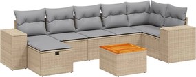 vidaXL 8 részes vegyes bézs polyrattan kerti ülőgarnitúra párnákkal