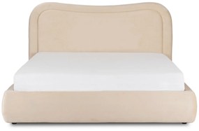 Bézs Bársony Franciaágy Ágyneműtartóval. 160x200 HAGA
