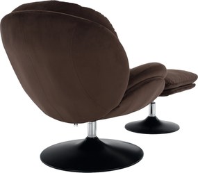 Luxus forgófotel lábtartóval, barna Velvet szövet, ADELMO