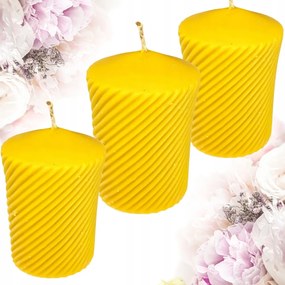 Három Dekorációs 3D gyertya szett "Arany Örvény" méhviaszból 3x 190g