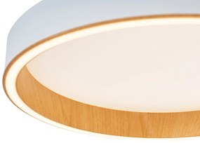 Design mennyezeti lámpa fehér fa hatású 40 cm LED-del, 3 fokozatú kapcsolóval - Ingo