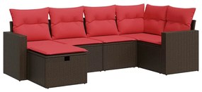 vidaXL 6 részes barna polyrattan kerti ülőgarnitúra párnával