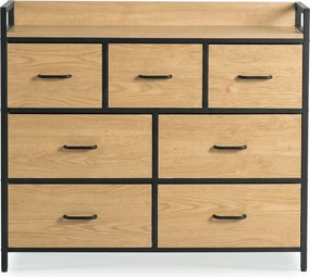 Komoda z Szufladami HUDSON 98 cm Dąb/Czarny