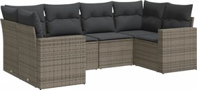 vidaXL 6 részes szürke polyrattan kerti ülőgarnitúra párnákkal