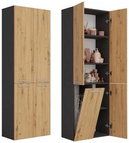 1K DD fürdőszoba szekrény, antracit-tölgy