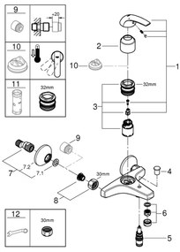 GROHE 23599000 - EUROSMART kádcsaptelep DN 15, fényes króm