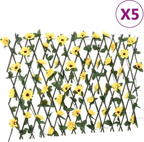 vidaXL 5 db sárga bővíthető műborostyánrács 180x60 cm