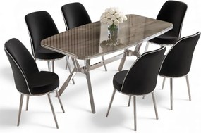 Lena étkezőgarnitúra, antracit-króm, 160 cm – TR240CHR2892