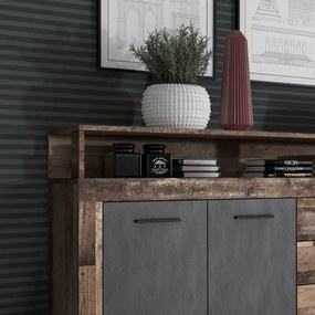 Kombinált komód, old star dark sötét tölgy/ grafit, LUNYSA