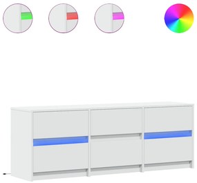 fehér szerelt fa TV-szekrény LED-ekkel 140 x 34 x 50 cm