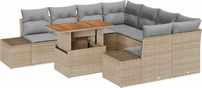 vidaXL Kert étkező szett párnával 9 pcs Barna és szürke